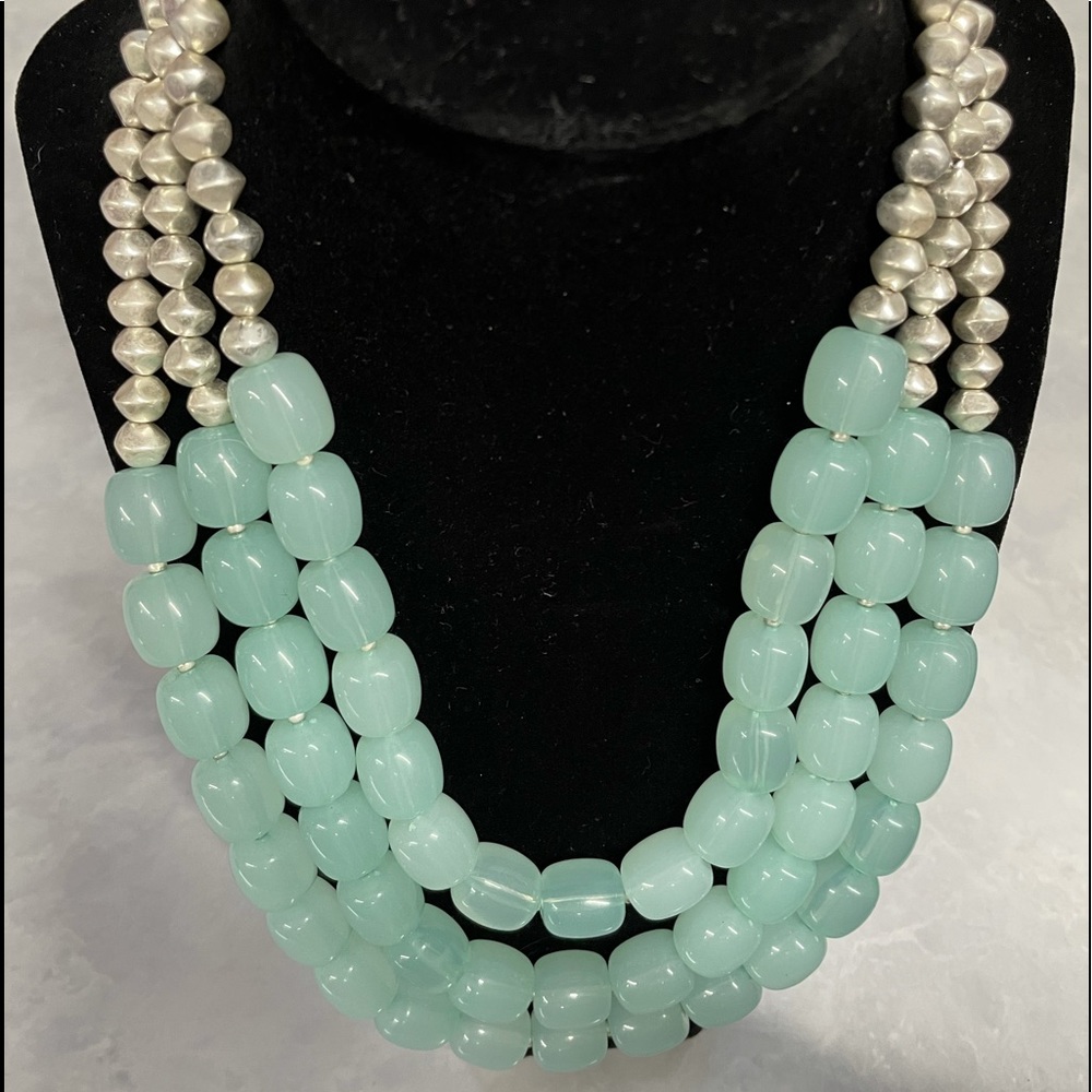 Seafoam green bead necklace